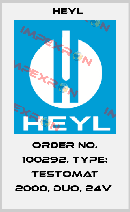 Order No. 100292, Type: Testomat 2000, DUO, 24V  Heyl