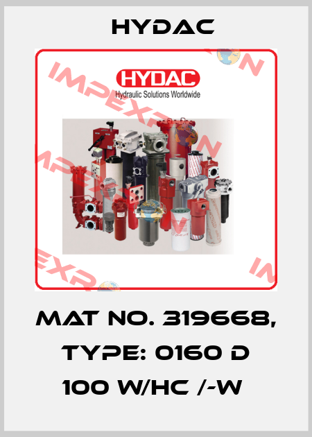 Mat No. 319668, Type: 0160 D 100 W/HC /-W  Hydac