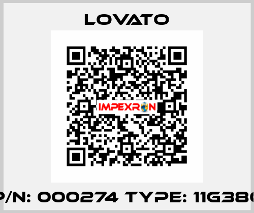P/N: 000274 Type: 11G380 Lovato