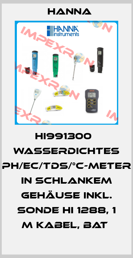 HI991300   WASSERDICHTES PH/EC/TDS/°C-METER IN SCHLANKEM GEHÄUSE INKL. SONDE HI 1288, 1 M KABEL, BAT  Hanna