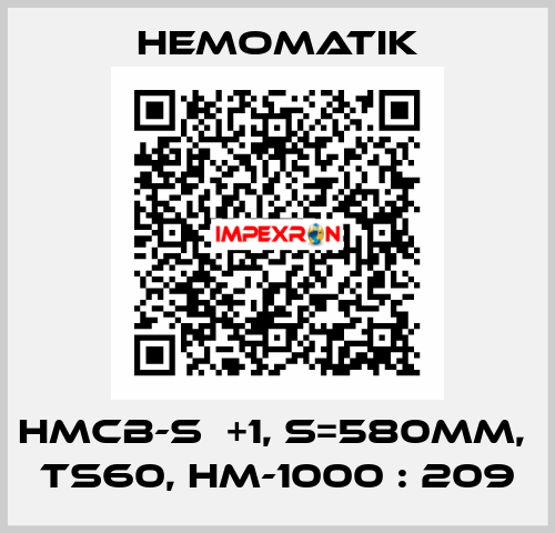 HMCB-S  +1, S=580MM,  TS60, HM-1000 : 209 Hemomatik