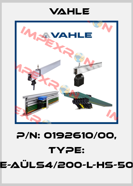 P/n: 0192610/00, Type: UE-AÜLS4/200-L-HS-500 Vahle