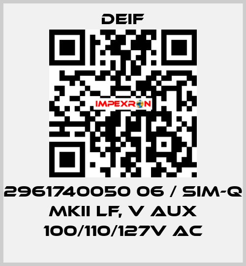 2961740050 06 / SIM-Q MKII LF, V aux 100/110/127V AC Deif