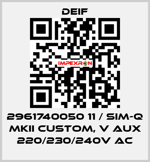 2961740050 11 / SIM-Q MKII CUSTOM, V aux 220/230/240V AC Deif