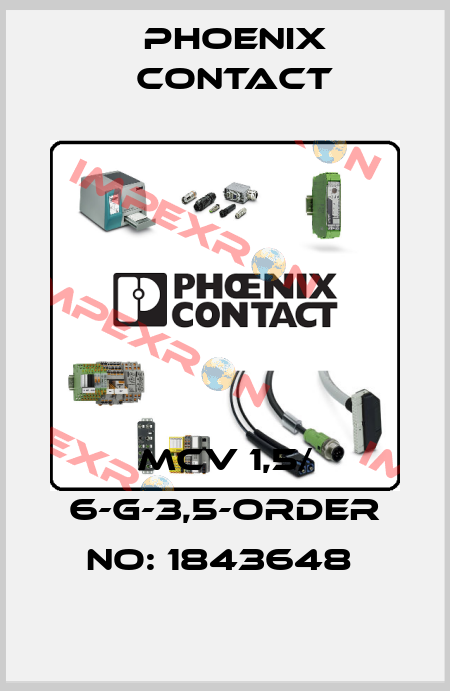MCV 1,5/ 6-G-3,5-ORDER NO: 1843648  Phoenix Contact