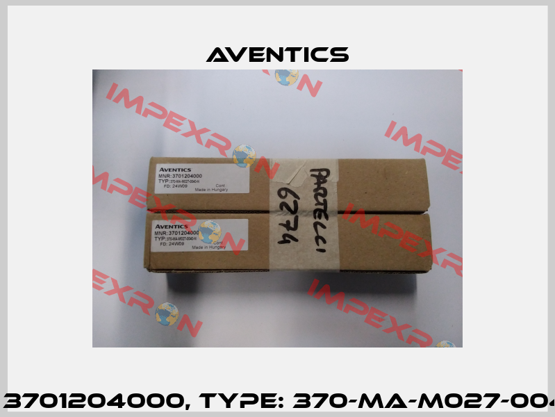 P/N: 3701204000, Type: 370-MA-M027-0040-N Aventics