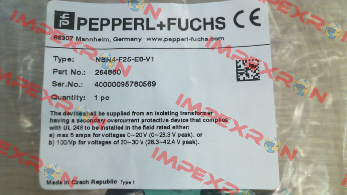 p/n: 264860, Type: NBN4-F25-E8-V1 Pepperl-Fuchs