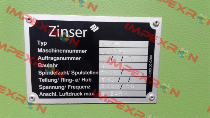 DWG.NR: N 077 14 000 ZINSER CODE: 1-455.00.0017  Zinser