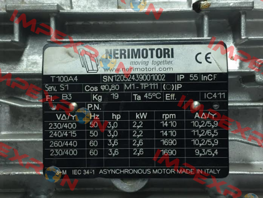 T100A 2,2 4P B3 MULT+UL+CSA Neri Motori