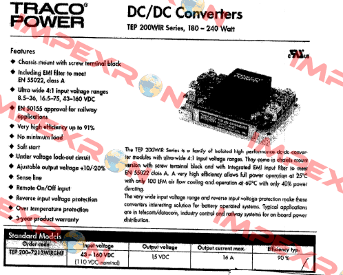 TEMP200-7213 WİRCMF  Traco Power